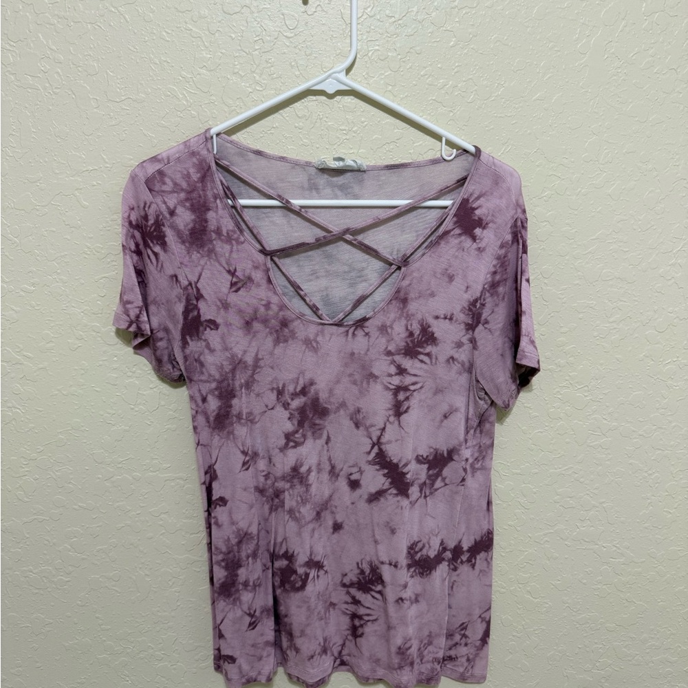 Cloud Chaser Mauve Tie-Dye Short Sleeve Top